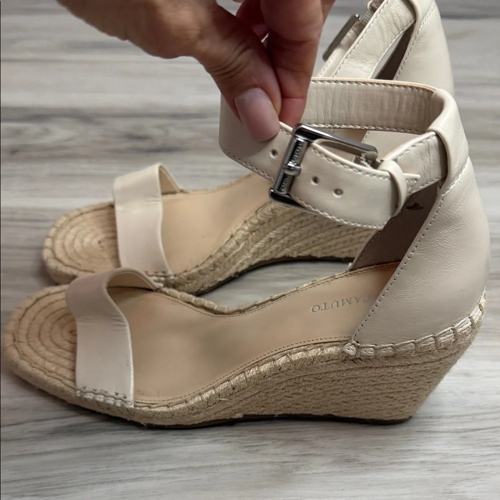 Vince Camuto Cream Espadrille Wedge Sandals
